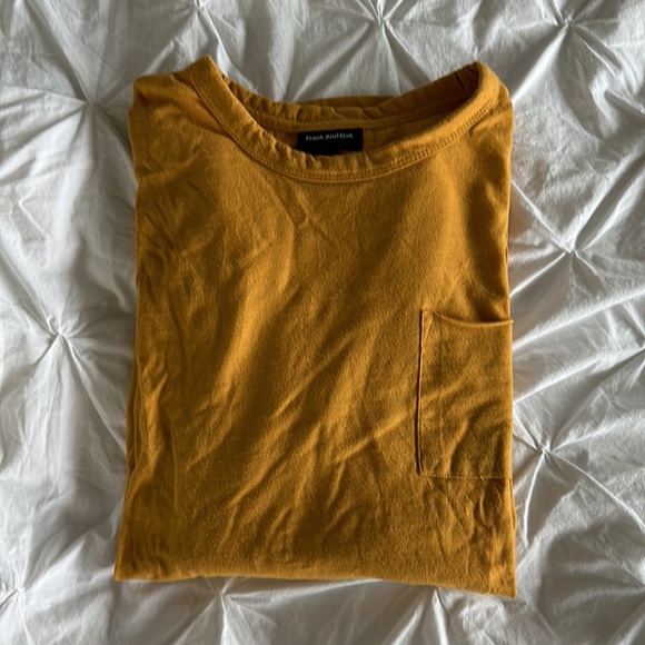 Frank and Oak Mustard Yellow Short Sleeve cotton t-shirt - Picture 3 of 5